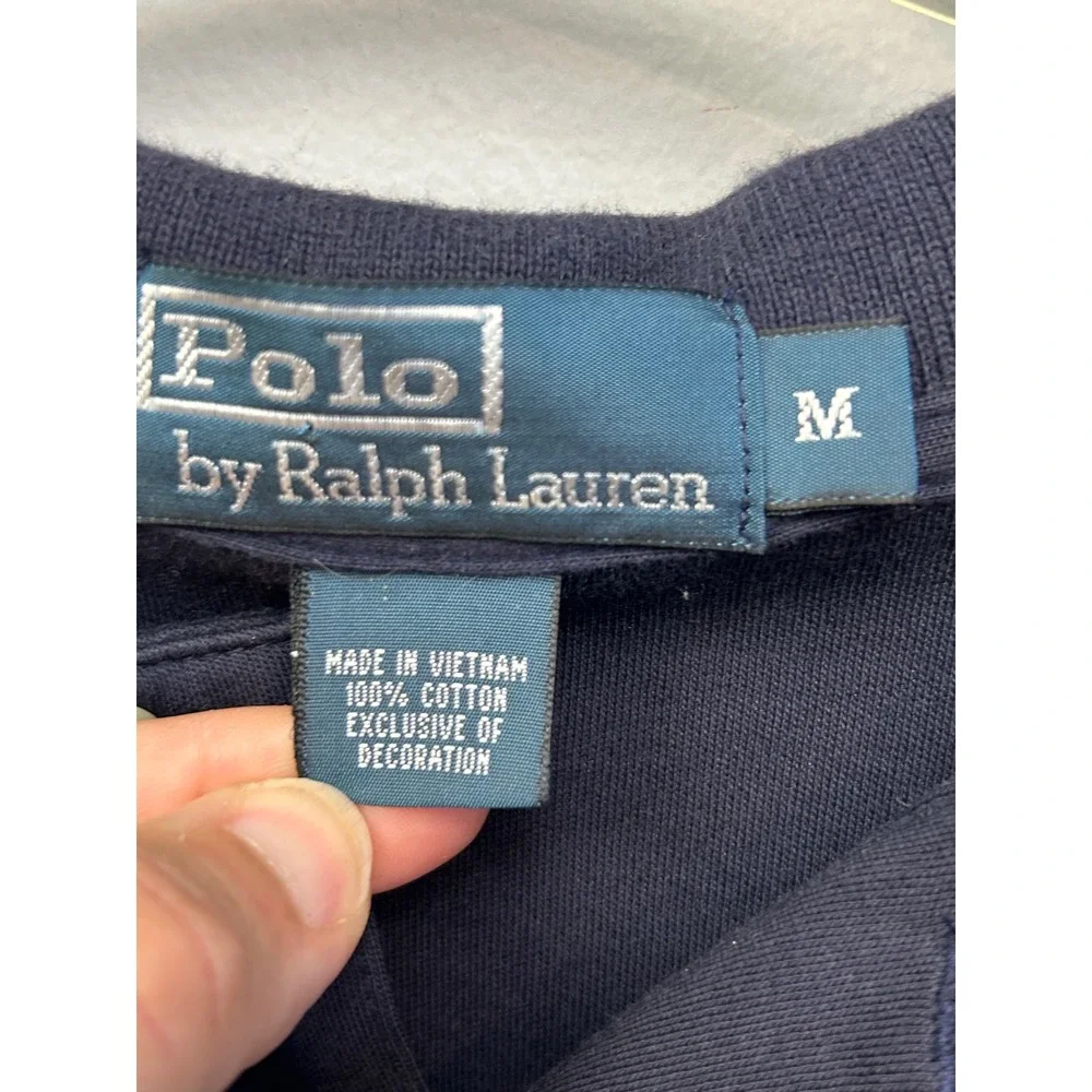 Polo Ralph Lauren Long Sleeve Polo Mens M Navy Blue Yellow Pony‎ Logo Classic